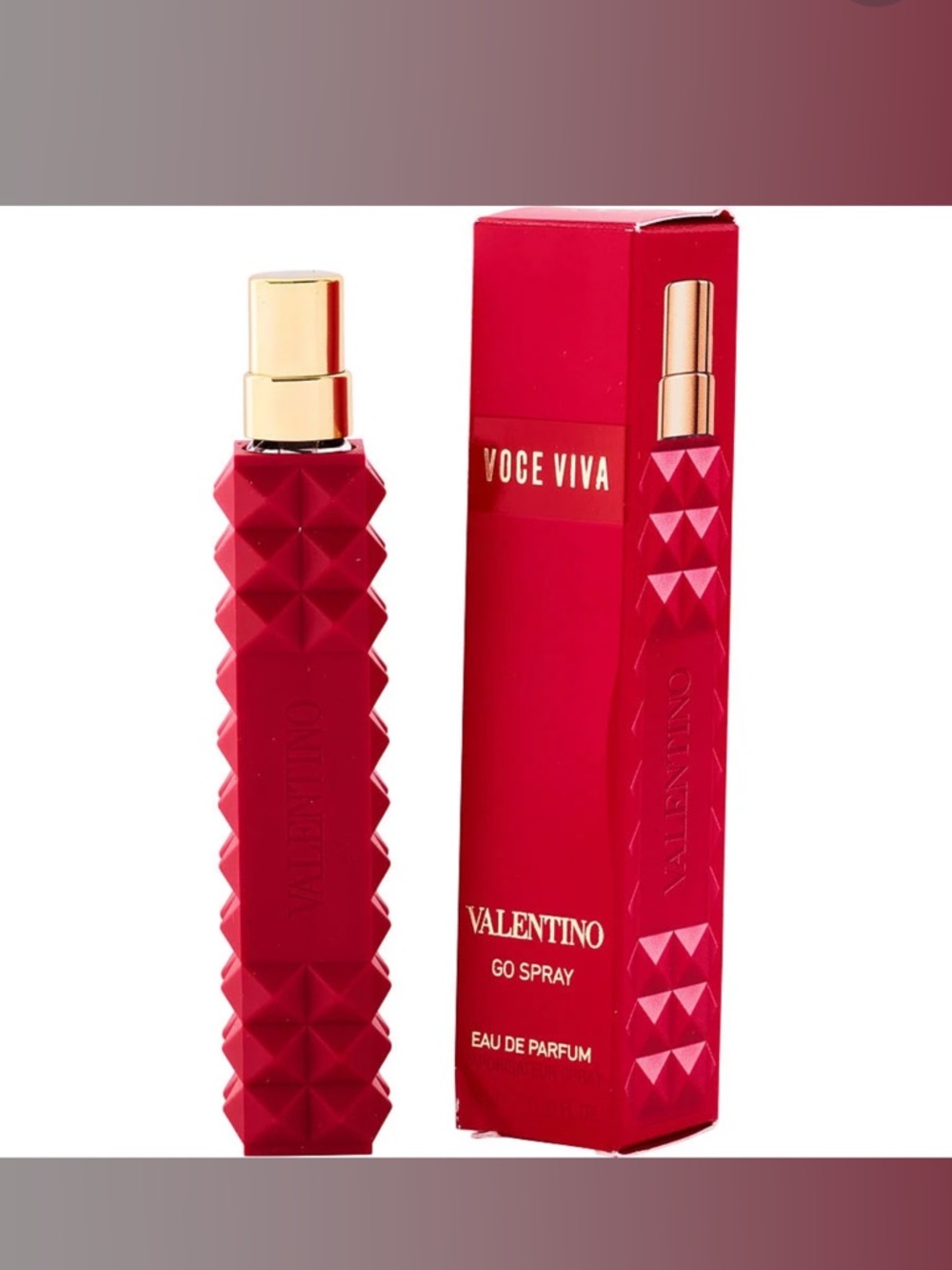 Valentino Voce Viva Travel Spray - Bold Red with Gold Accents NWB